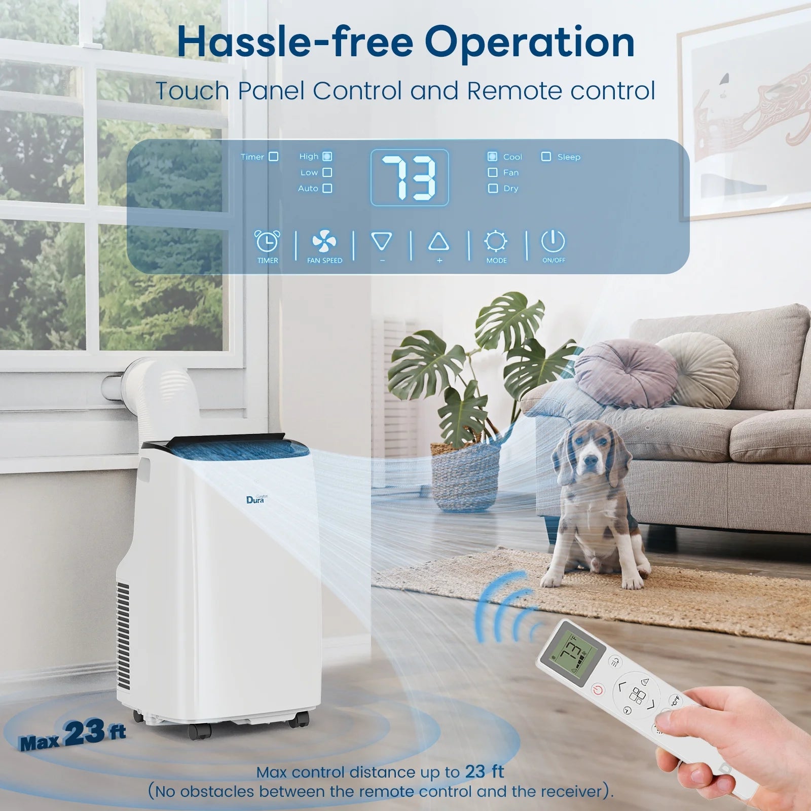 12000 BTU (ASHRAE) Portable Air Conditioners for Baseroom up to 300 Sq.Ft, with Cooler, Dehumidifier and Fan, 6550BTU (SACC) White