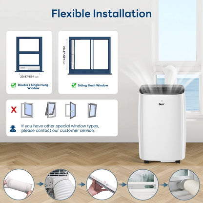 12000 BTU (ASHRAE) Portable Air Conditioners for Baseroom up to 300 Sq.Ft, with Cooler, Dehumidifier and Fan, 6550BTU (SACC) White