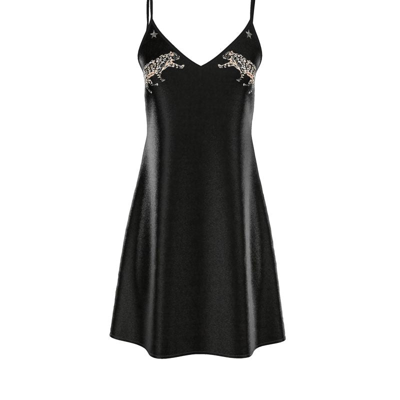 Vela Silk Slip Dress in Jaguar Stars Violet Apollo