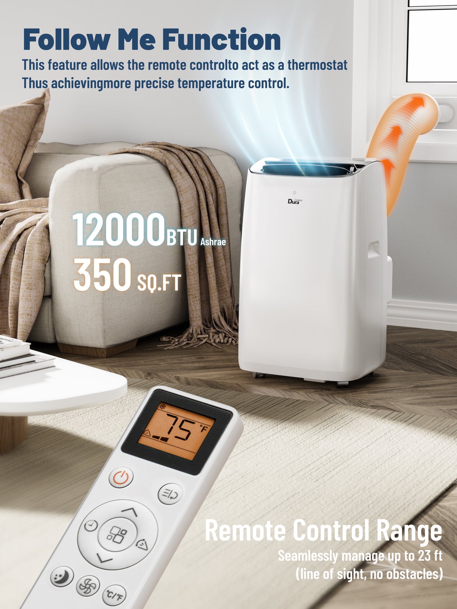 Portable Air Conditioners for Room, 8150BTU(12000 BTU Ashrae) Smart Wifi, Built-In Cool, Dehumidifier, Fan