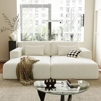 Corduroy Double Sofa Bed with 2 Pillows, Perfect for Living Rooms, Sangria Beech