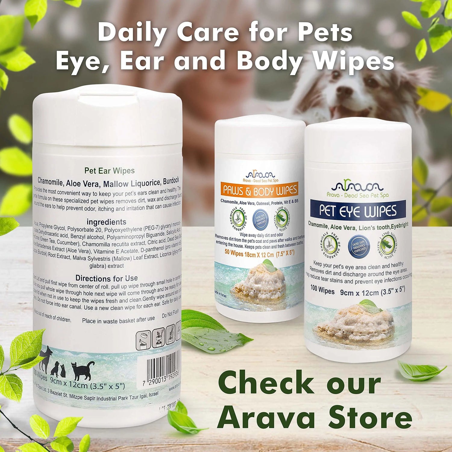 Ear Cleaner Wipes by Arava   for Dogs Cats Puppies &amp; Kittens   100 Periwinkle Eros