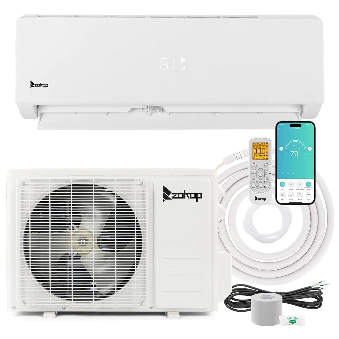 12000BTU Wifi Enabled 21SEER2 115V Smart Split Type Inverter Air Conditioners with Heating Function