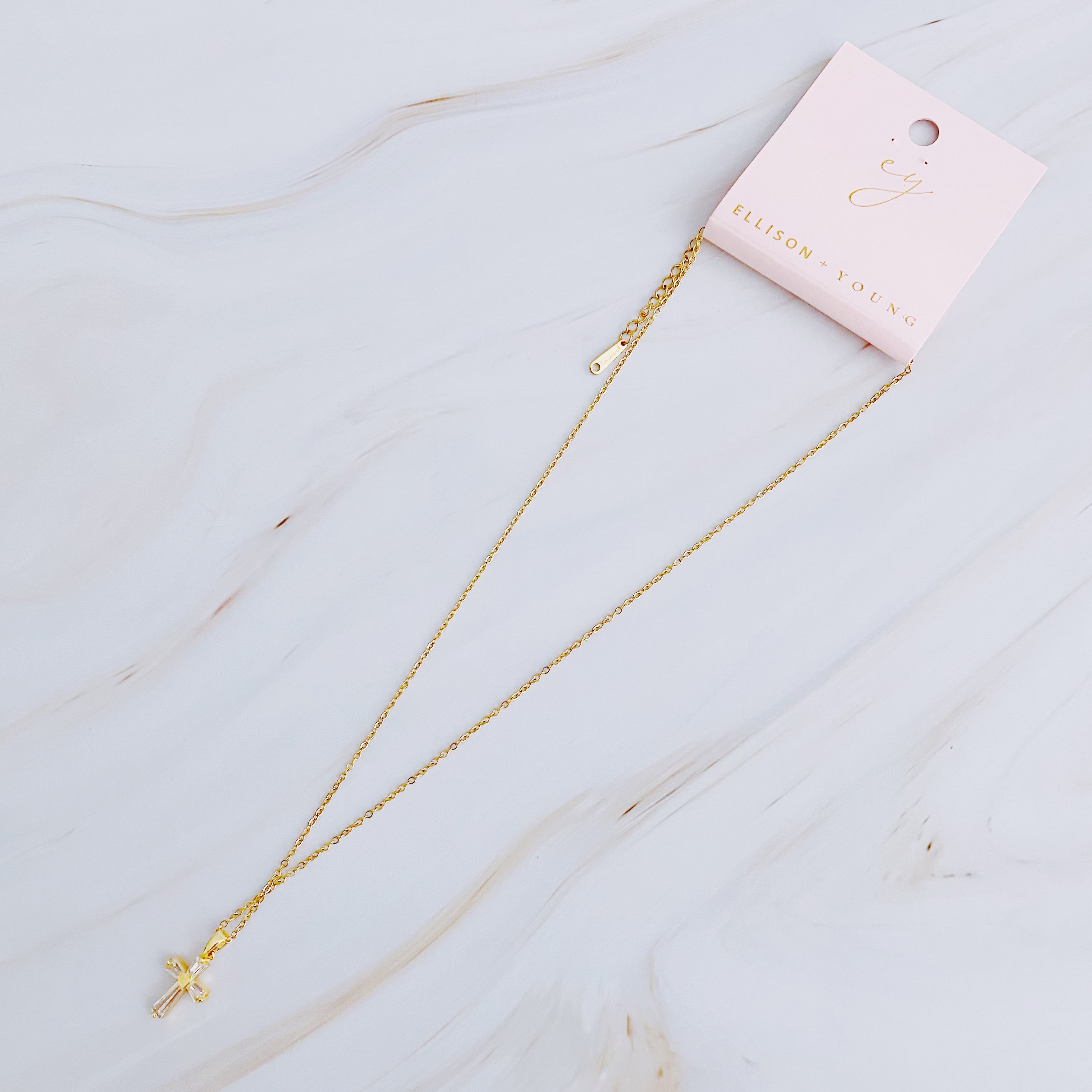 My Dear Crystal Cross Necklace Fuchsia Hercules