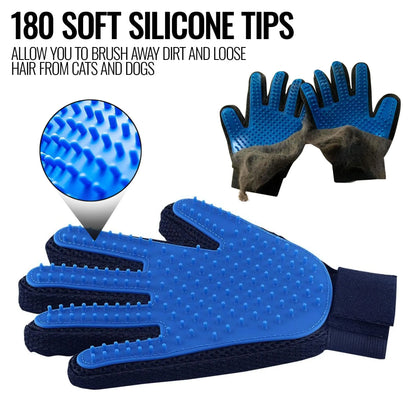 Pet Grooming Gloves Dog Brush Mitts Deshedding Hair Removal Massage Periwinkle Eros