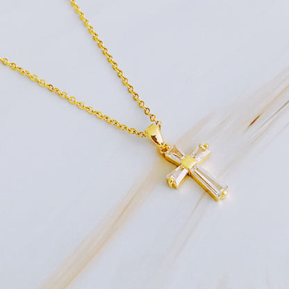 My Dear Crystal Cross Necklace Fuchsia Hercules