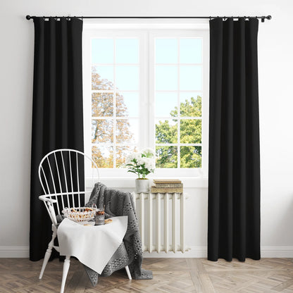 Black Rod Pocket Curtains Thermal Insulated Room Darkening Curtain 108 Inch Blackout Curtains for Patio Sliding Glass Door 52Wx108L Inch Black 2 Panels