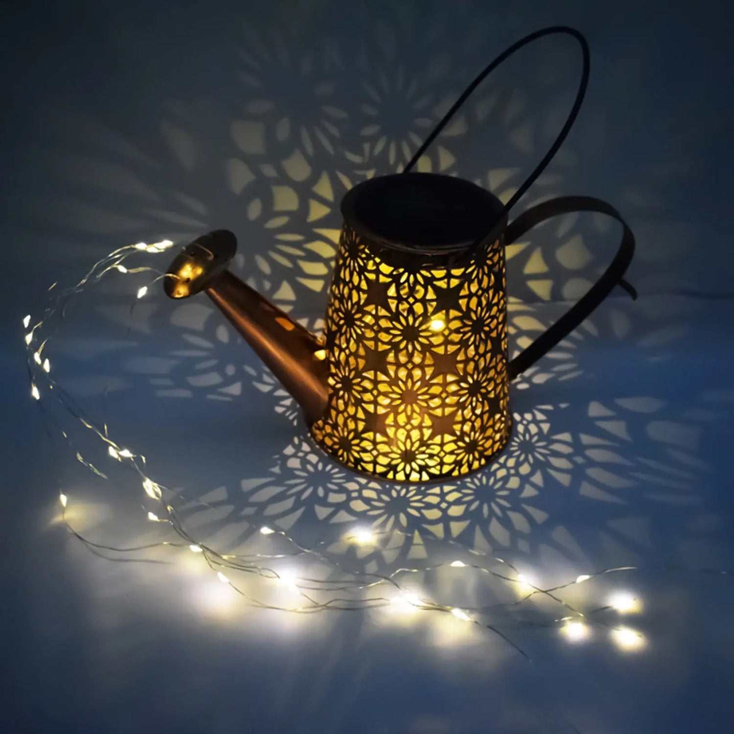 Solar Watering Can Lights Outdoor Decor Hanging Kettle Lantern Light Pink Iolaus