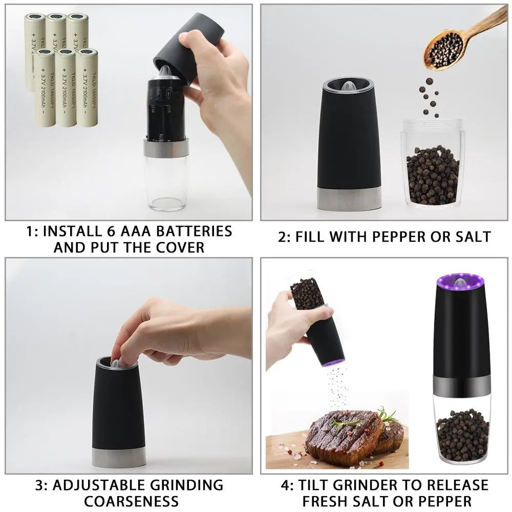 Electric Gravity Sensor Automatic Pepper Grinder Kitchen Tools Pink Iolaus