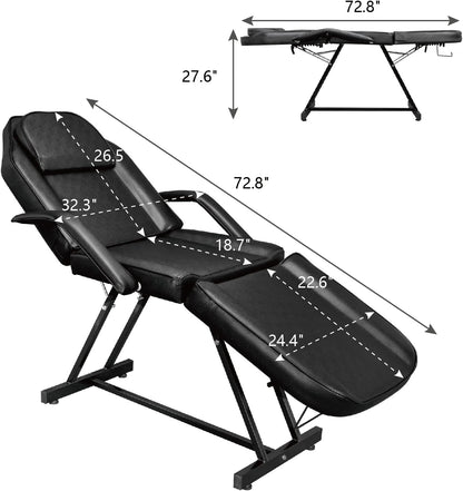 Height Adjustable Salon Tattoo Chair Esthetician Bed,Multi-Purpose Facial Bed Chair for Barber Spa Beauty Salon with Hydraulic Stool Equipment (Black)