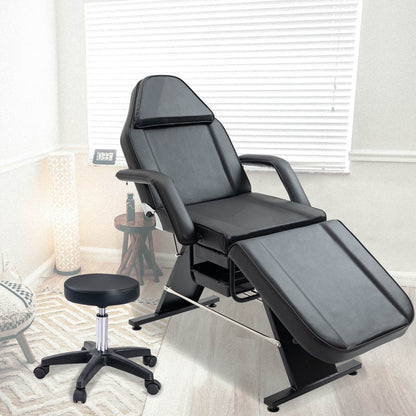Massage Salon Tattoo Chair With Two Trays Esthetician Bed With Hydraulic Stool,Multi-Purpose 3-Section Facial Bed Table, Adjustable Beauty Barber Spa Beauty Equipment Pink Lucy