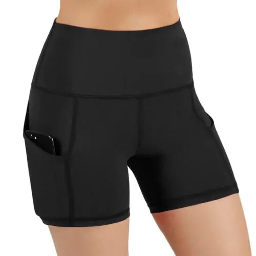 Jolie High-Waisted Athletic Shorts with Hip Pockets Black Lavender