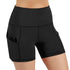 Jolie High-Waisted Athletic Shorts with Hip Pockets Black Lavender