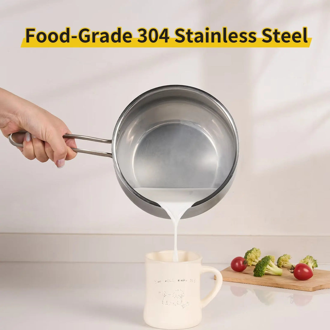 WANGYUANJI Non-Stick Stainless Steel Saucepan With Lid, 2.85QT Small Soup Pot For All Stoves, Oven Save, Dishwasher Safe Pink Lucy