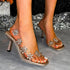 New Sandals For Women Summer Transparent PVC Rhinestone Flowers Crimson Medea