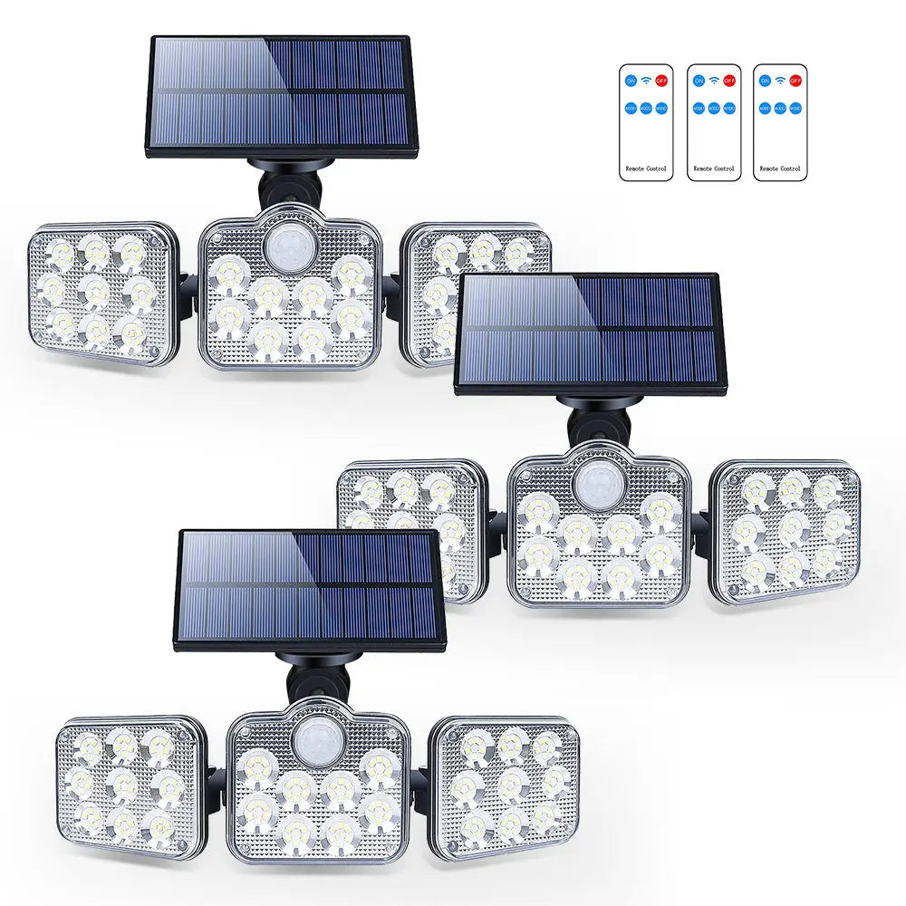 Solar Outdoor Lights 138 LED 3-Head Adjustable 360°Rotating Wide-Angle Pink Iolaus