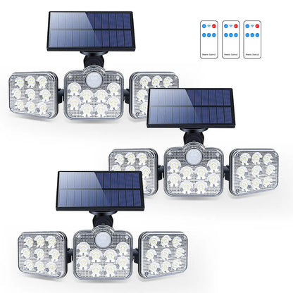 Solar Outdoor Lights 138 LED 3-Head Adjustable 360°Rotating Wide-Angle Pink Iolaus