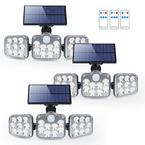 Solar Outdoor Lights 138 LED 3-Head Adjustable 360°Rotating Wide-Angle Pink Iolaus