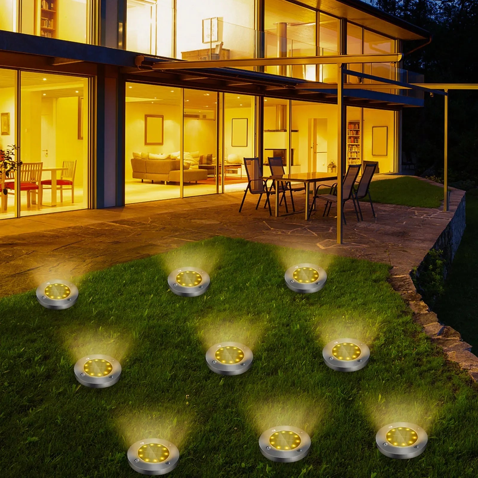 4/8 LEDs Solar Powered Buried Light Outdoor Pathway Garden Decking Pink Iolaus