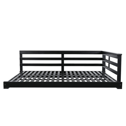 Acacia Wood Porch Swing Bed for Outdoor with Hemp Ropes - Full Size Sangria Beech