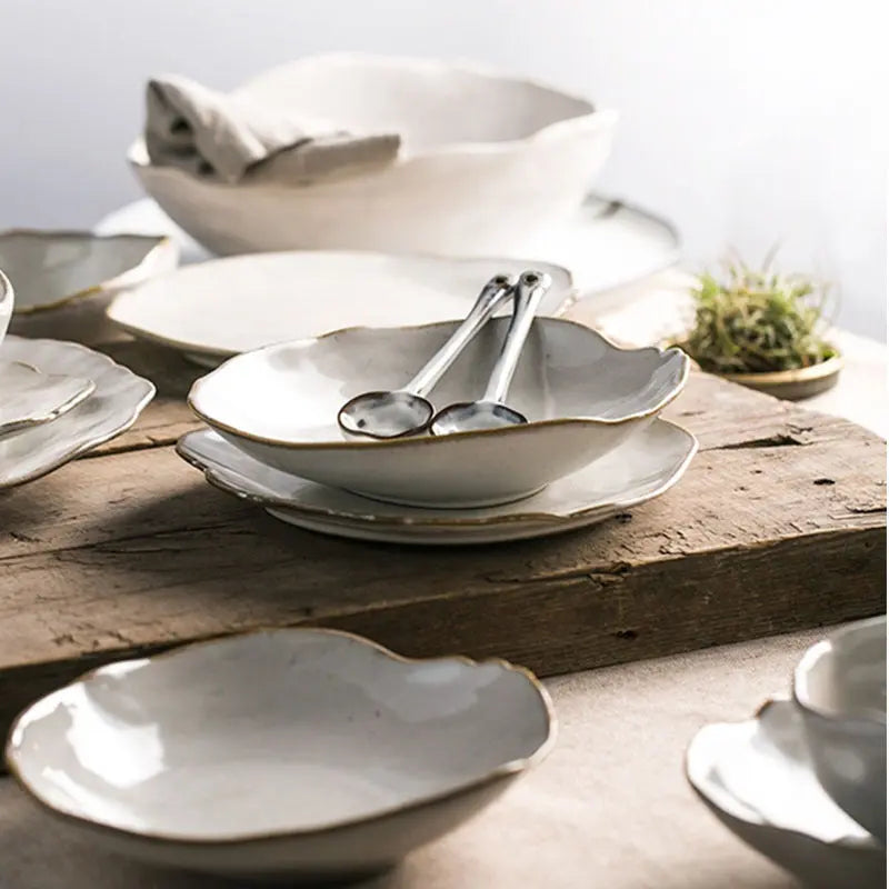 Irregular ceramic tableware Crimson Medea