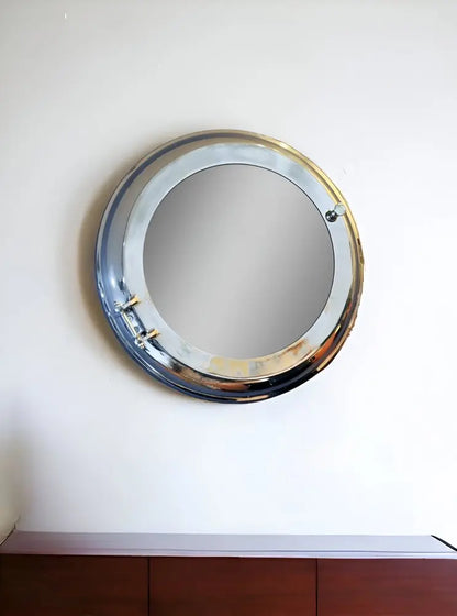 21&quot; Silver Round Aluminum Framed Accent Mirror White Diomedes