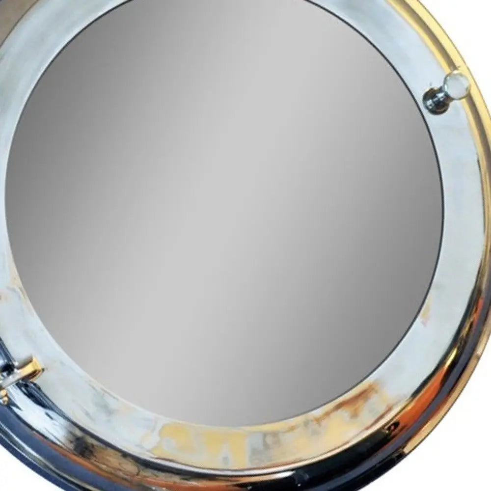 21&quot; Silver Round Aluminum Framed Accent Mirror White Diomedes