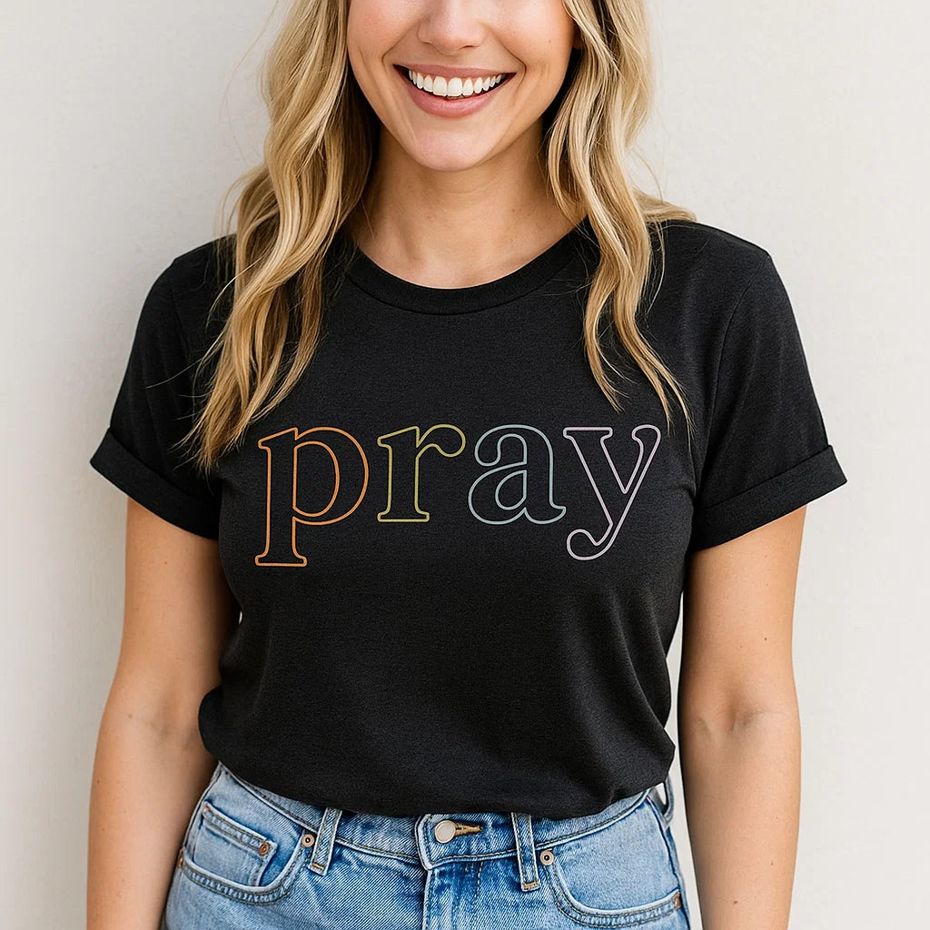 Pray Graphic Tee, Inspirational Shirt, Faith T-shirt Sapphire Apollo