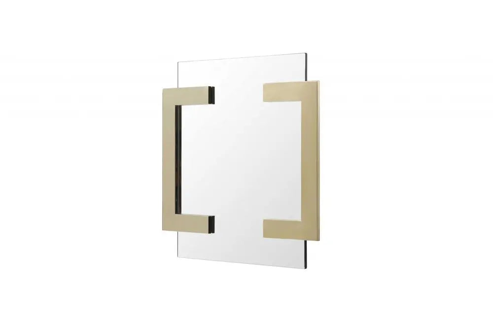 35" Gold Abstract Metal Framed Accent Mirror White Diomedes