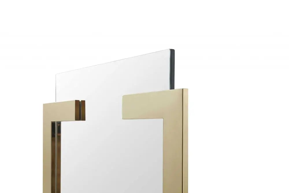 35&quot; Gold Abstract Metal Framed Accent Mirror White Diomedes