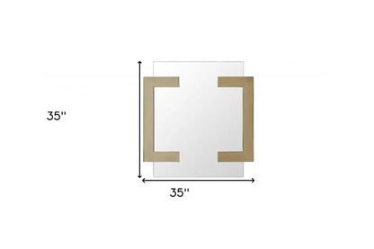 35&quot; Gold Abstract Metal Framed Accent Mirror White Diomedes