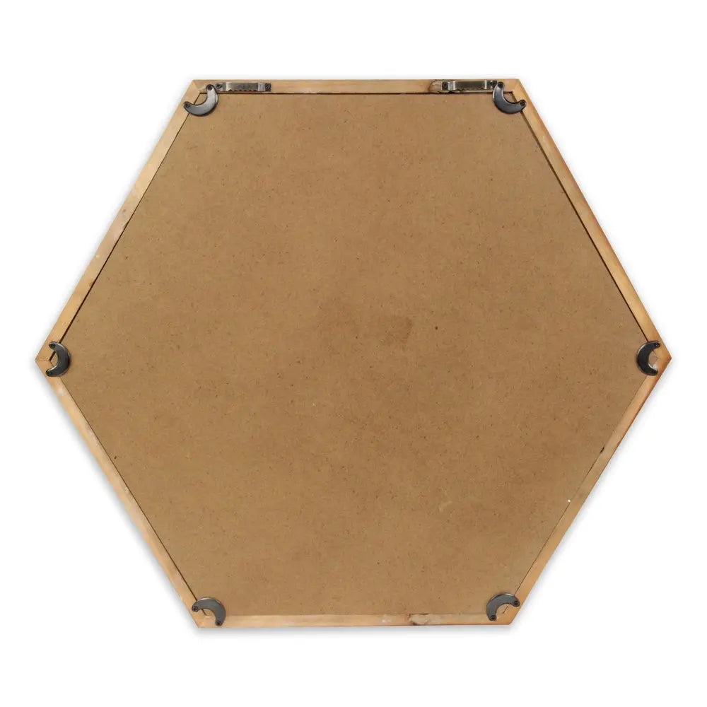 21&quot; Brown Hexagon Wood Framed Accent Mirror White Diomedes