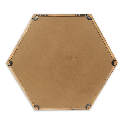 21&quot; Brown Hexagon Wood Framed Accent Mirror White Diomedes