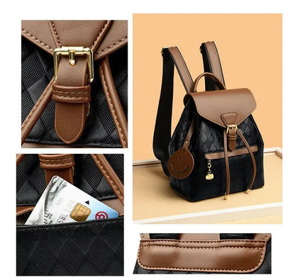 Female Backpack Casual Multifunction Women Leather Backpack Shoulder Crimson Medea