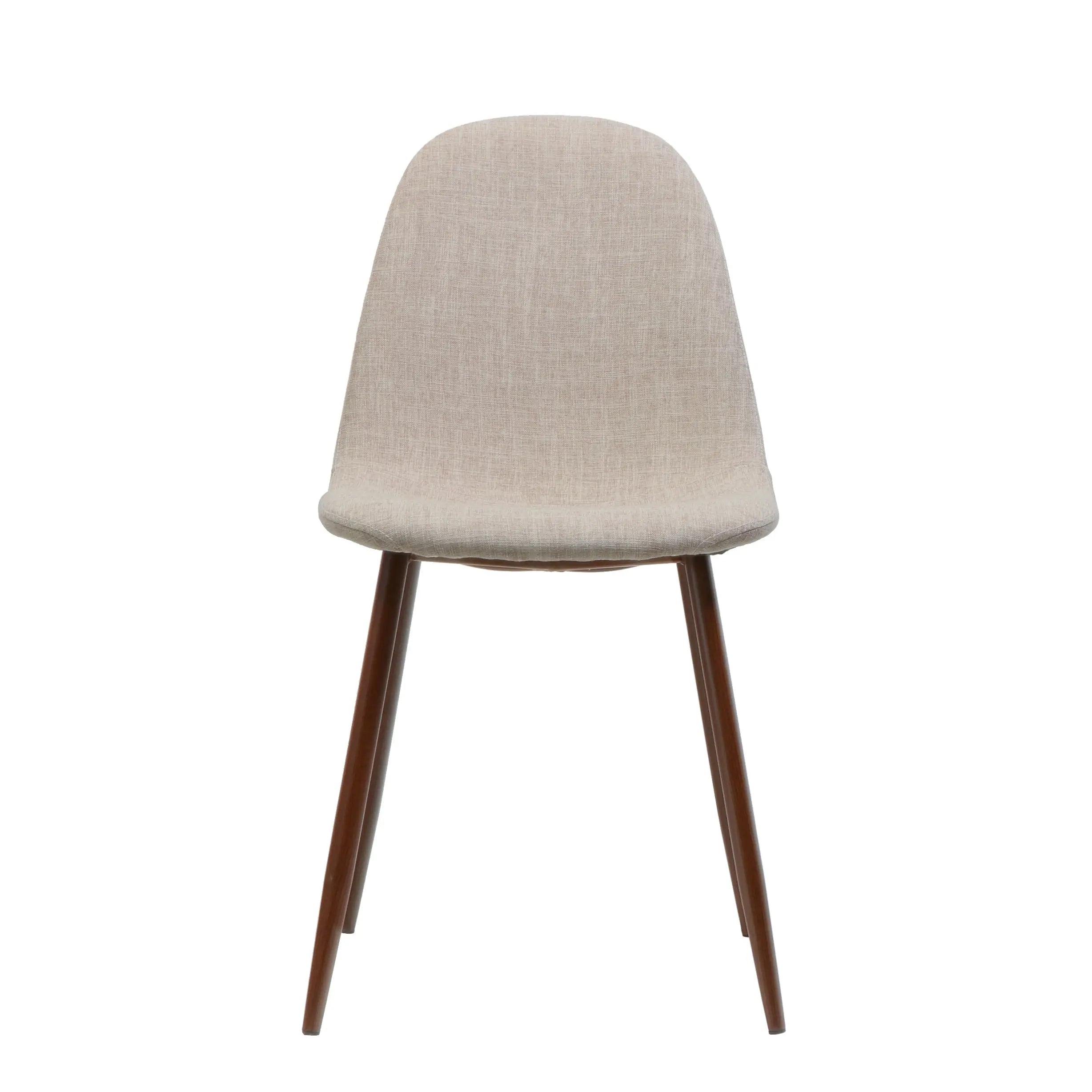 Elegant Wheat Fabric Dining Chair Set with Iron Legs and Dark Walnut Sangria Beech