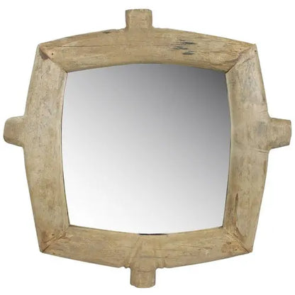 Natural Wooden Square Wall Mirror White Diomedes