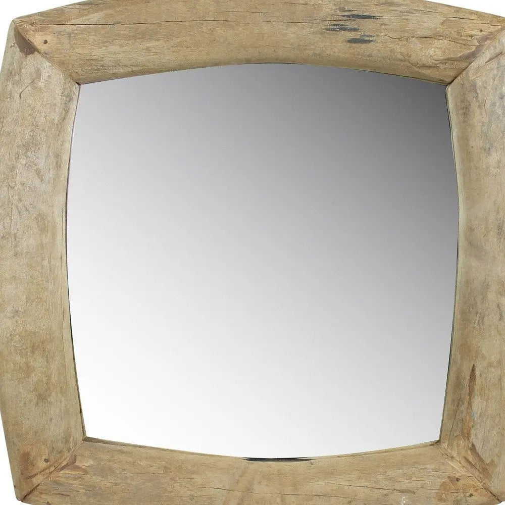 Natural Wooden Square Wall Mirror White Diomedes