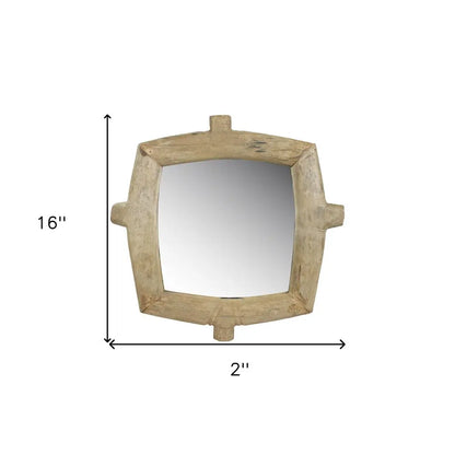 Natural Wooden Square Wall Mirror White Diomedes