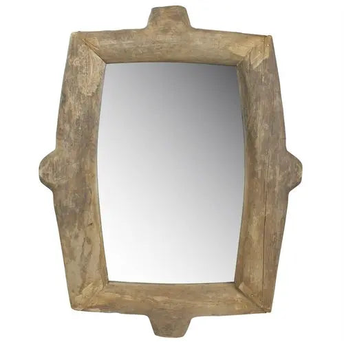 Natural Wooden Wall Mirror White Diomedes