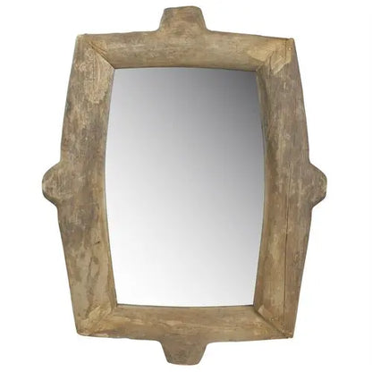 Natural Wooden Wall Mirror White Diomedes