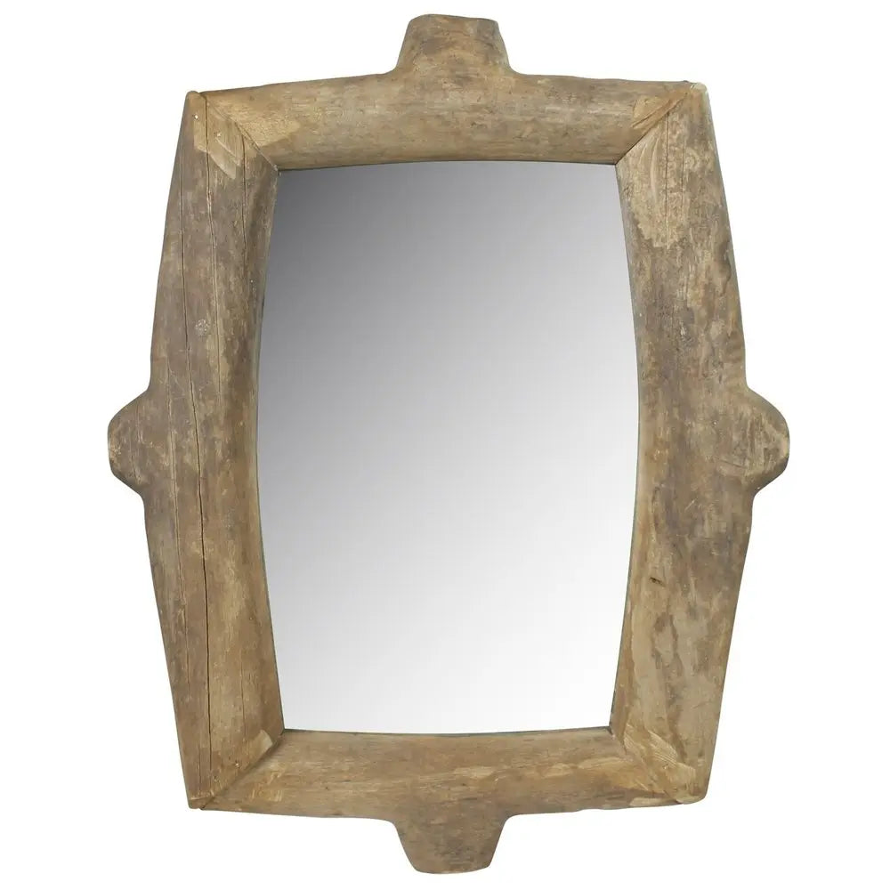 Natural Wooden Wall Mirror White Diomedes