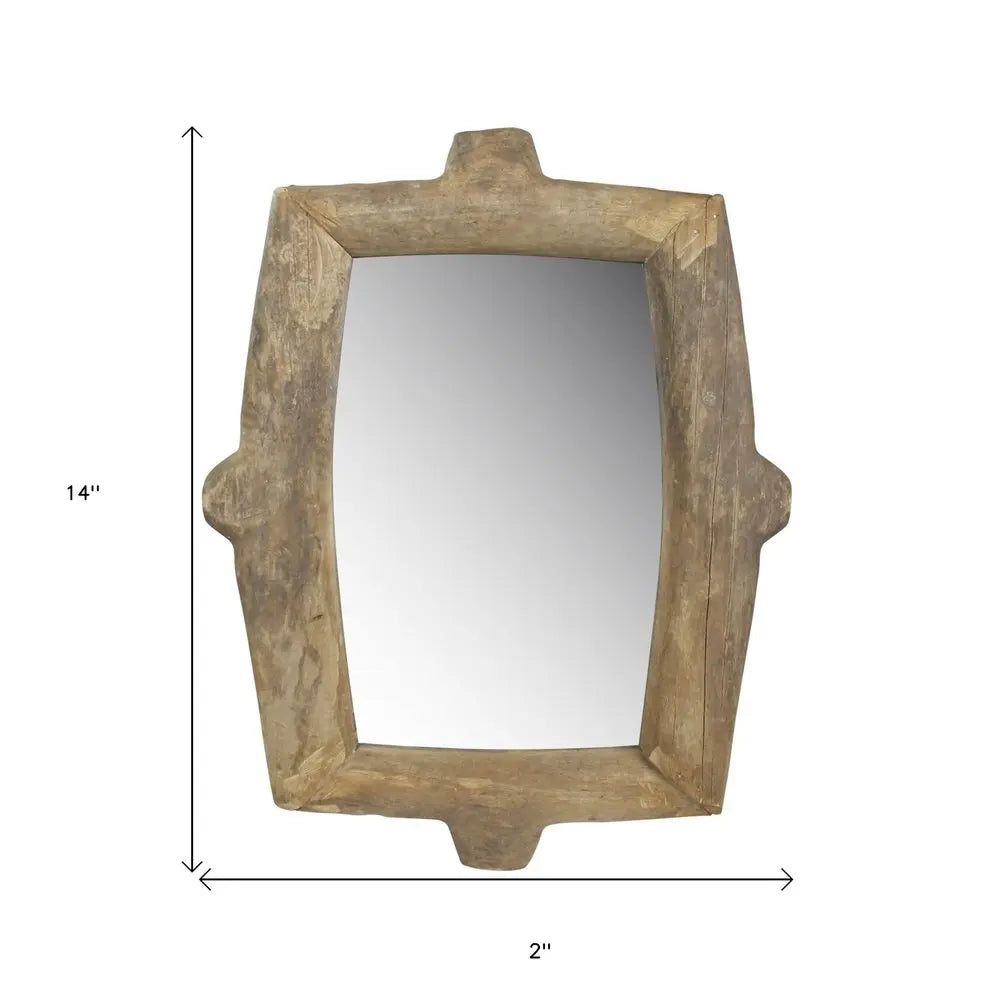 Natural Wooden Wall Mirror White Diomedes