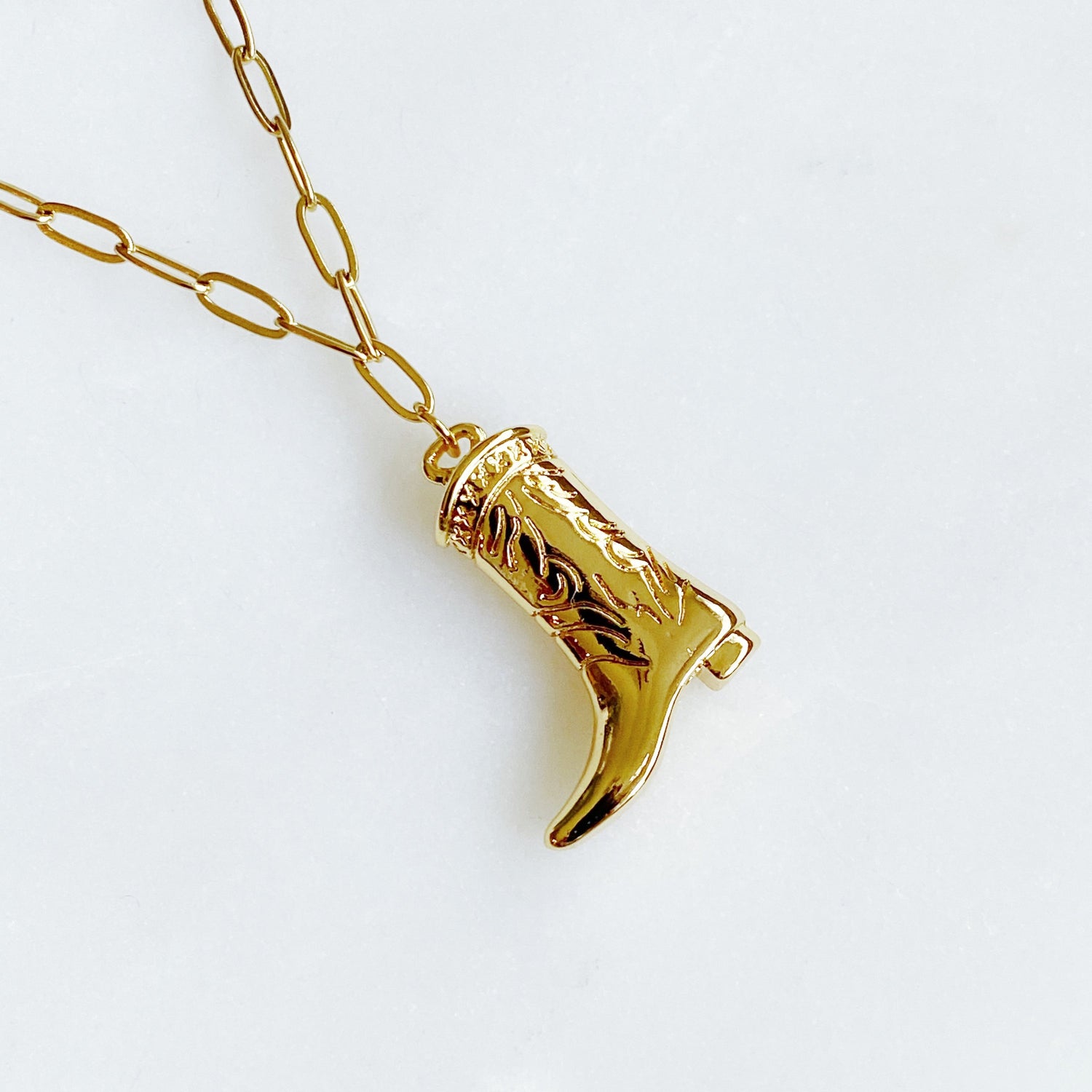 Golden Cowgirl Boot Necklace Fuchsia Hercules