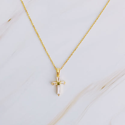 My Dear Crystal Cross Necklace Fuchsia Hercules