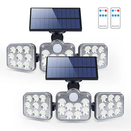 Solar Outdoor Lights 138 LED 3-Head Adjustable 360°Rotating Wide-Angle Pink Iolaus