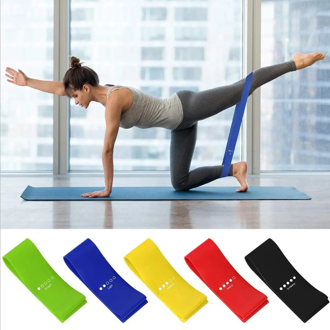 Flex And Stretch Set Of 5 Exercise Latex Bands Salmon Lucky