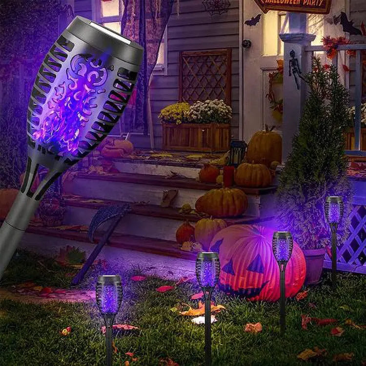 2 Pcs Solar Lights Outdoor Solar 12 Led Torch Flickering Flame Lights Pink Iolaus