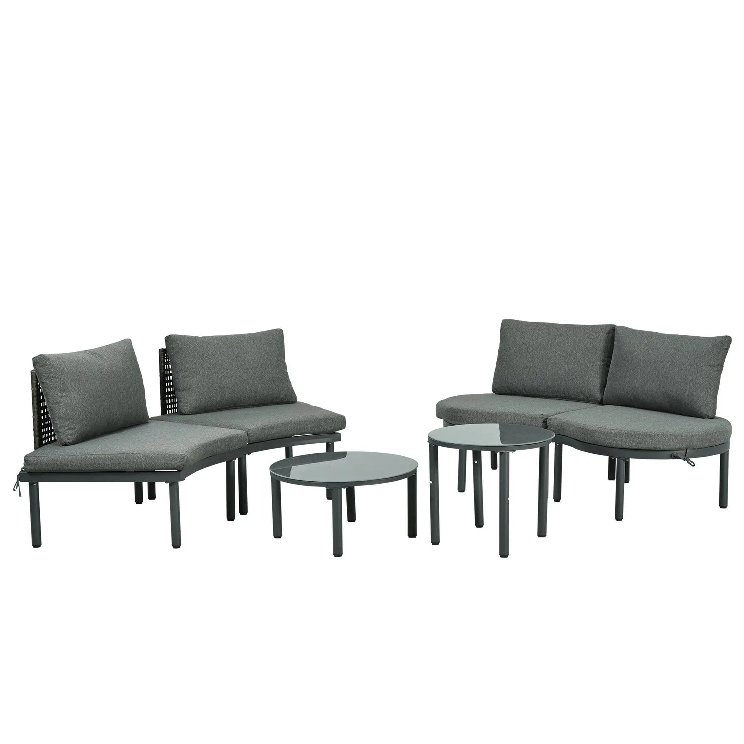 6-Piece Patio Sofa Furniture Set, Half Moon Outdoor Sectional Sofa Sangria Beech