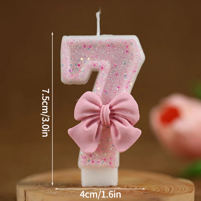 3D Number Cake Decorating Candle Pink Glitter Birthday Candles Digital Candle Cake Topper Birthday Party Anniversary Cake Decor