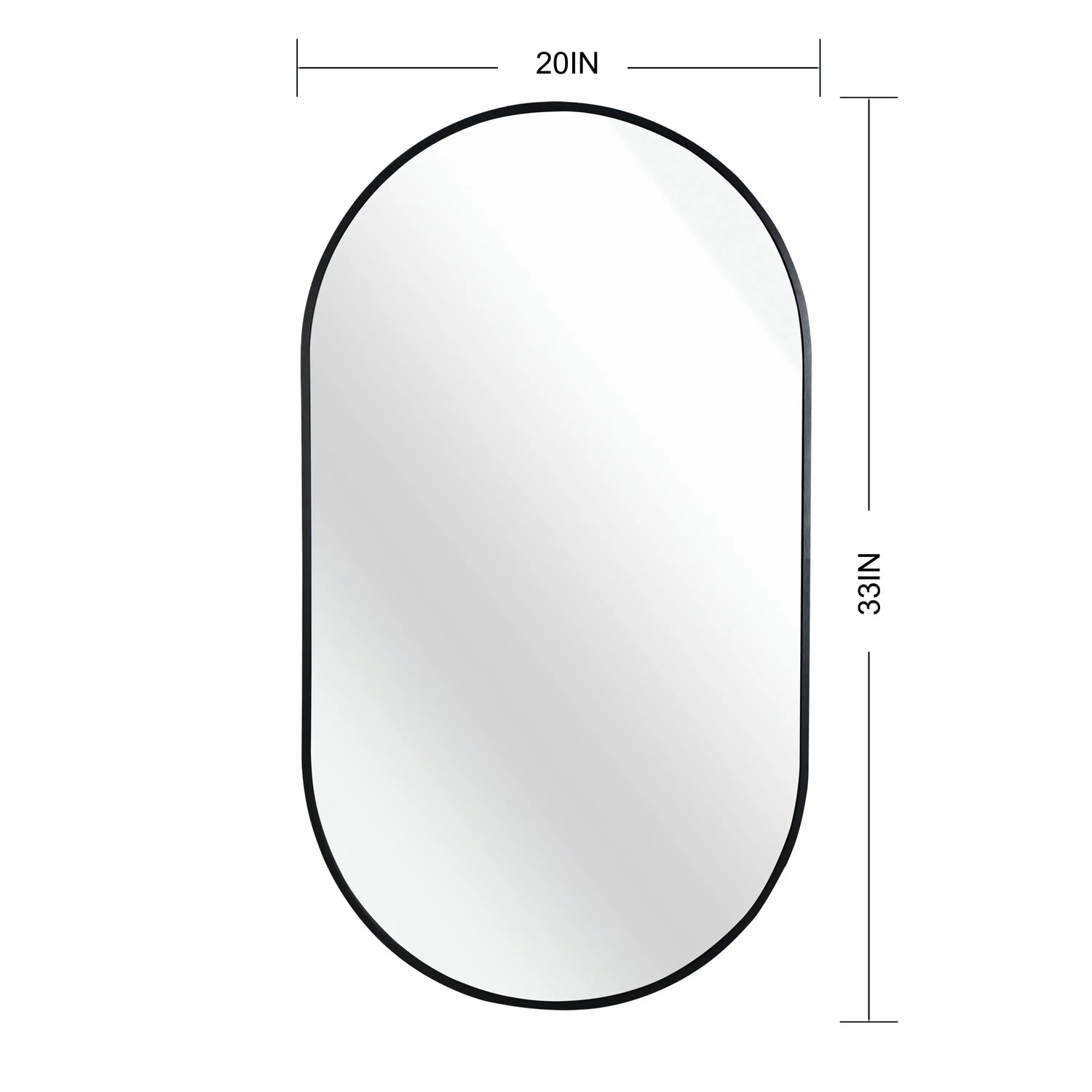 Black 20 x 33 Inch Metal Oval  Mirror Sangria Beech